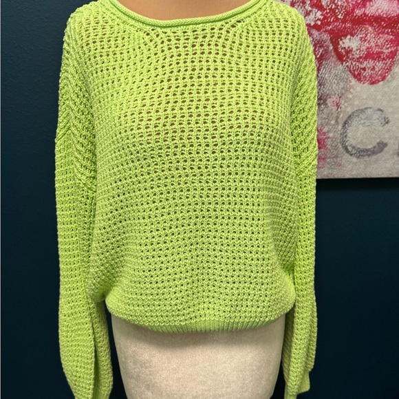 ALC Laney Chartreuse Open Knit Sweater L New with Tags - Picture 1 of 5